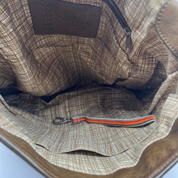 Gorgeous Vintage Orla Kiely Brown Embossed Leather Handbag Large - Picture 6 of 10
